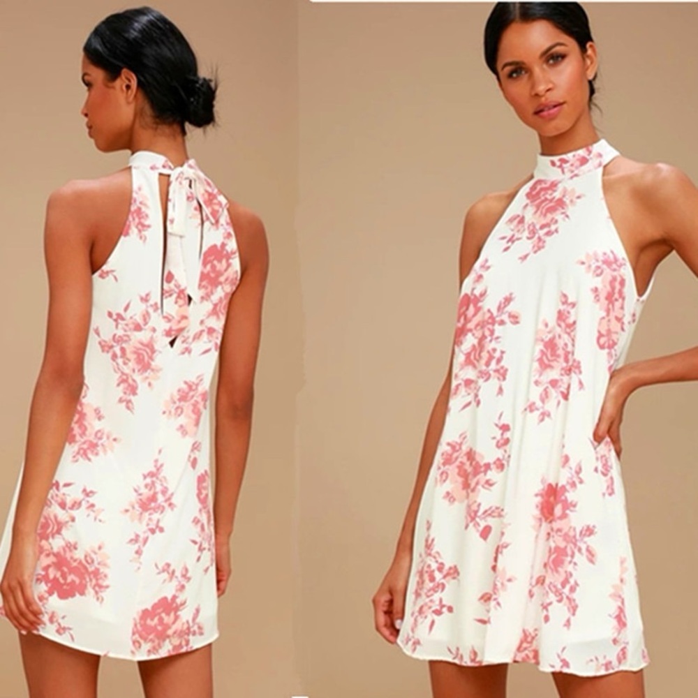 Lulu’s Darling Dearest Blush Pink and White Floral Print Dress